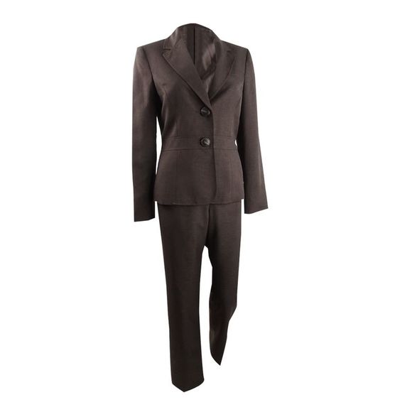 Le Suit Pants & Jumpsuits Le Suit Womens Plus Size Twobutton Pant Suit 8w Espresso Poshmark
